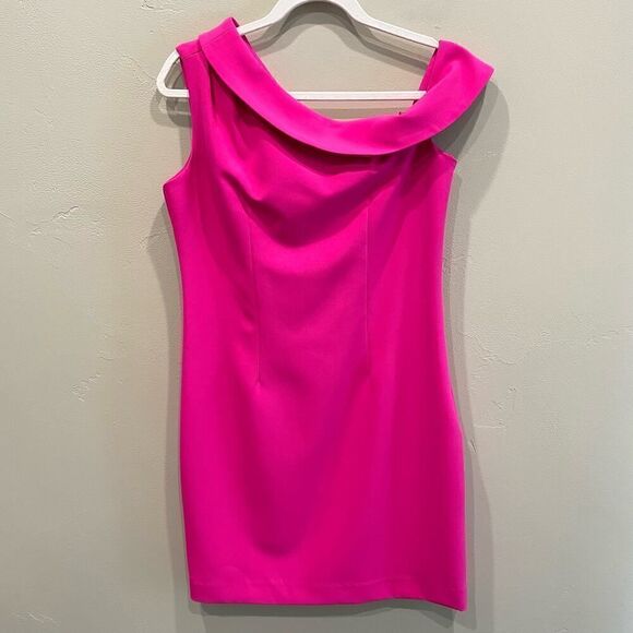 NWT Milly Cressida One-Shoulder Dress in Raspberry Fuchsia Pink - Size: 6